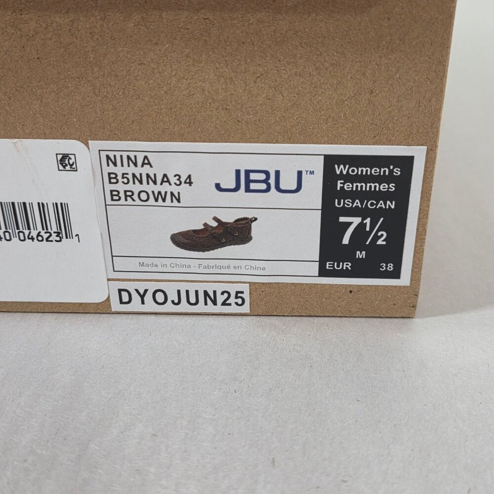 NWT JBU Women's Nina Slip On Mary-Jane Flats - Brown - Picture 6 of 7
